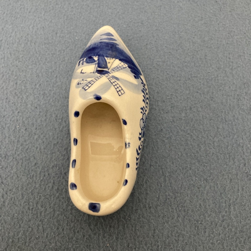 E H Delft Blue Color Hand painted Ceramic‎ Holland Windmill Clog w/Floral Accent - Picture 6 of 11